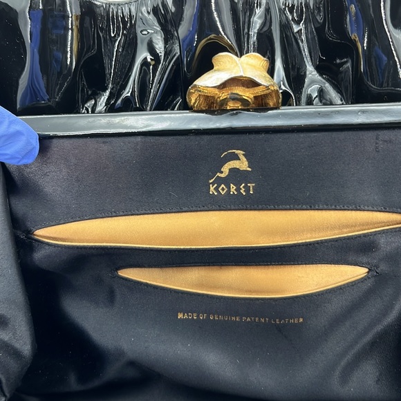 RARE!!! Vintage Koret Satchel w/ stunning gold clasp and real patent leather - Picture 3 of 11